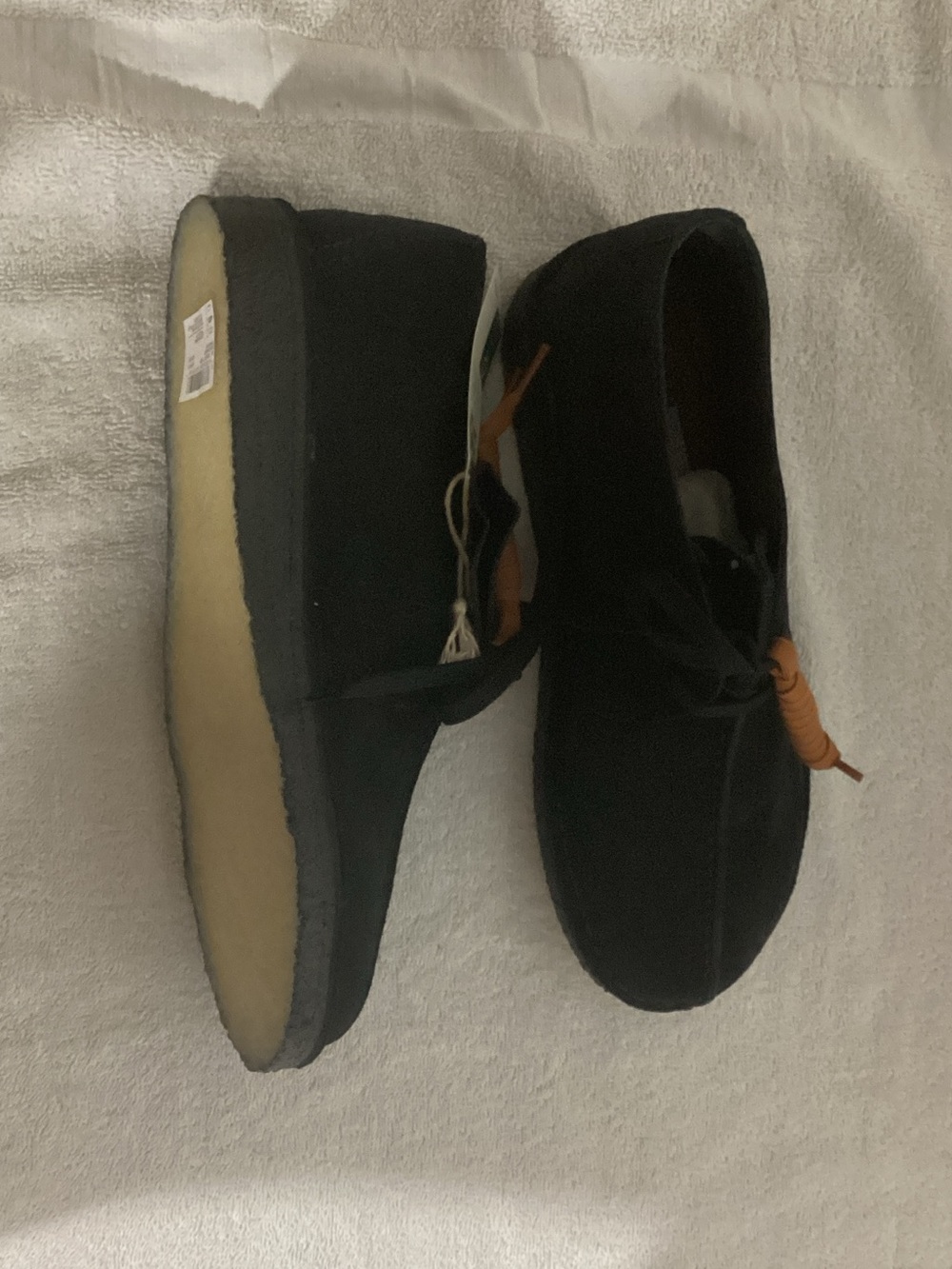Clarks Men's Black Suede Chukka Boots with Tan Lace Accent